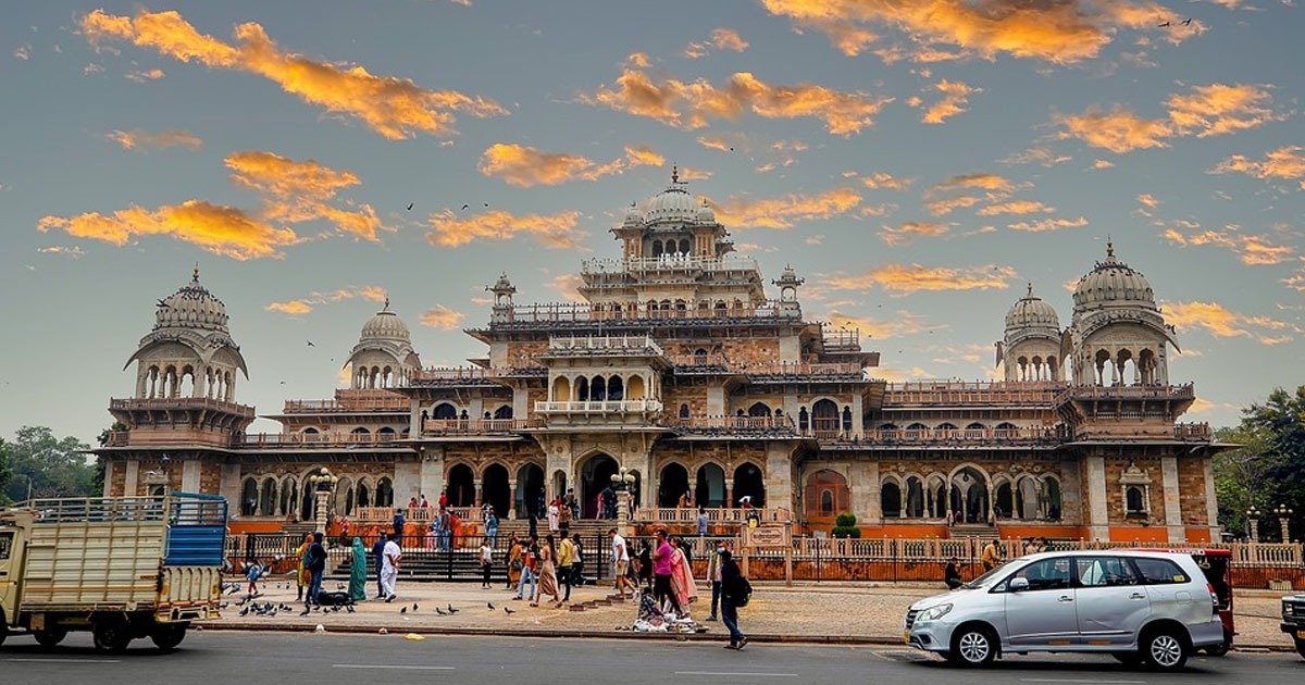 The Indo-Saracenic facade of Albert Hall Museum in Jaipur